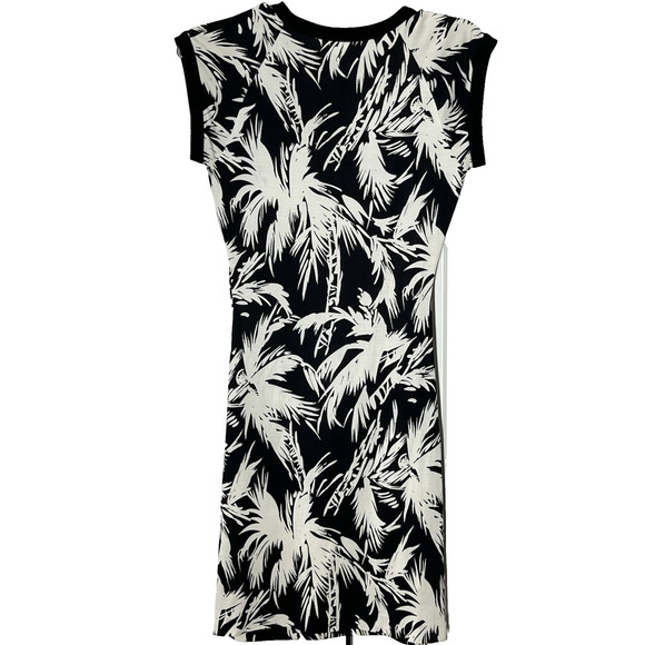 Diane Von Furstenberg Silk Knit Sheath Dress 6 Black White Palms - Runs SMALL - Picture 2 of 14